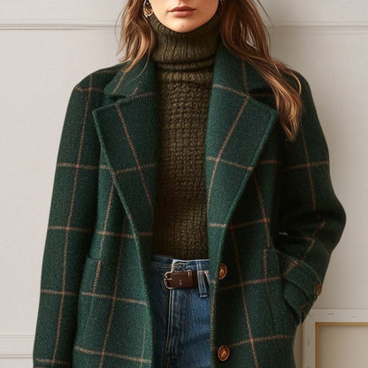 Margot long tweed plaid coat