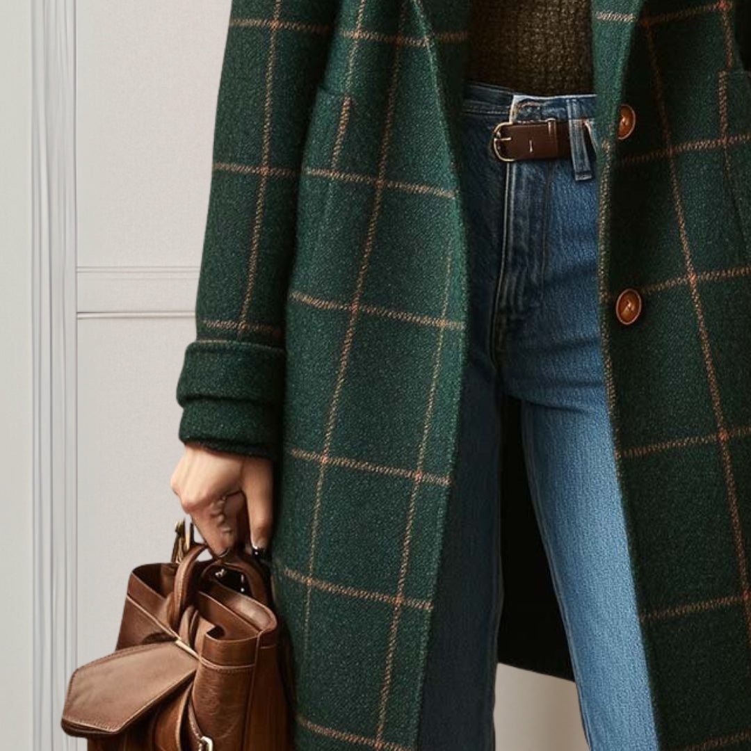 Margot long tweed plaid coat
