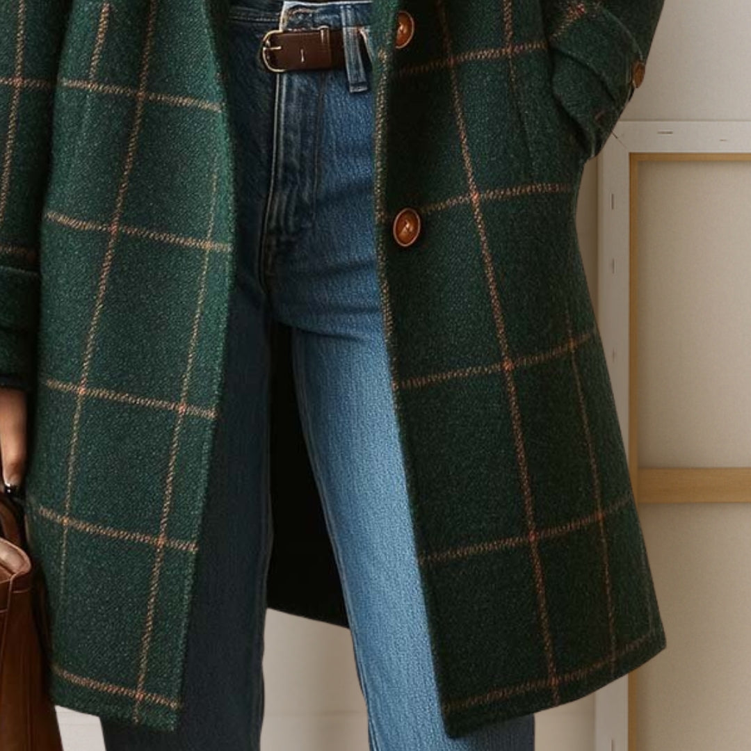 Margot long tweed plaid coat
