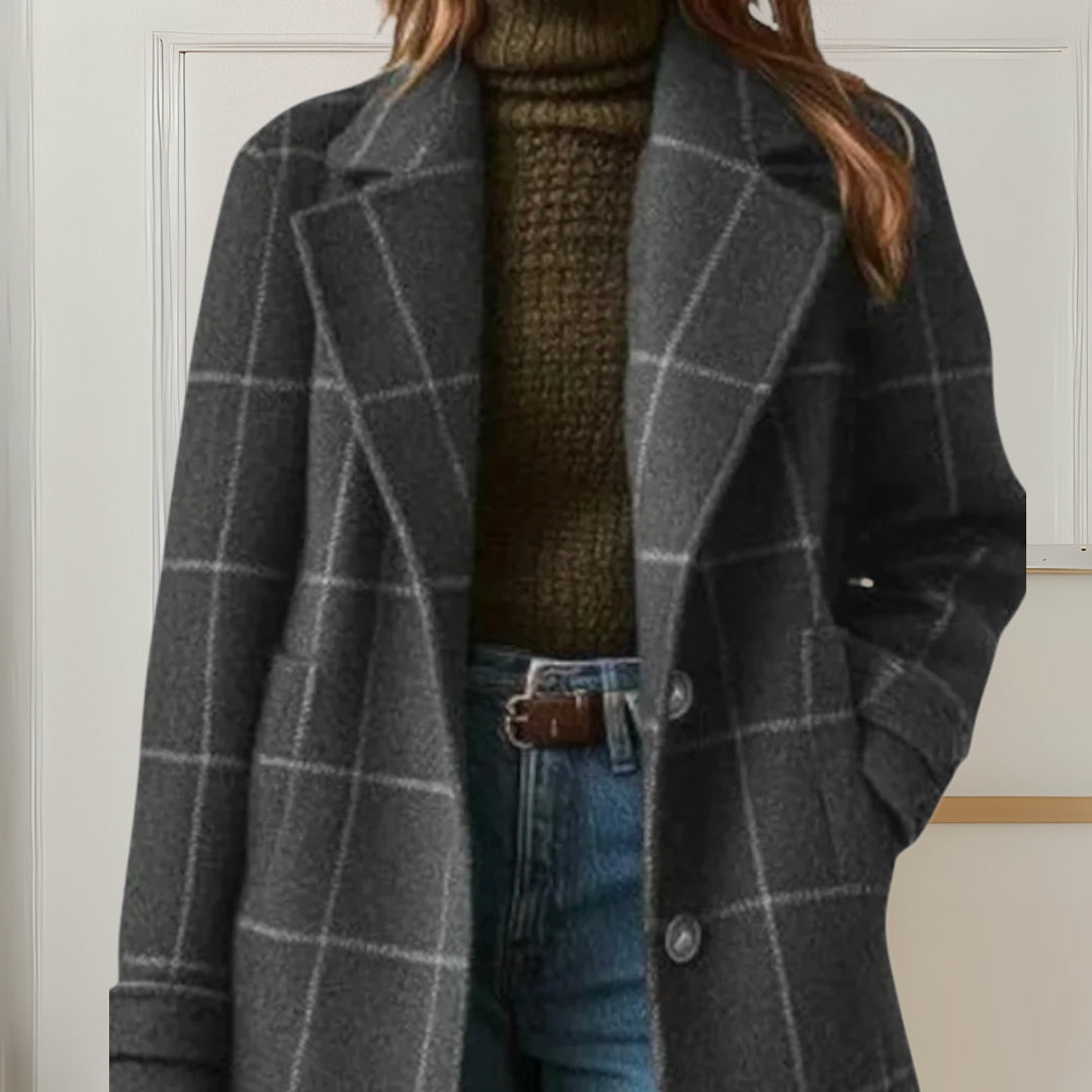 Margot long tweed plaid coat