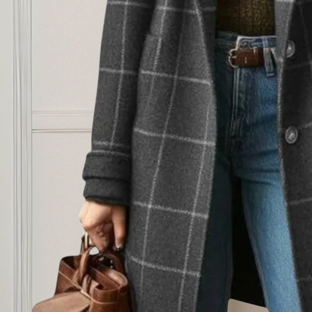 Margot long tweed plaid coat