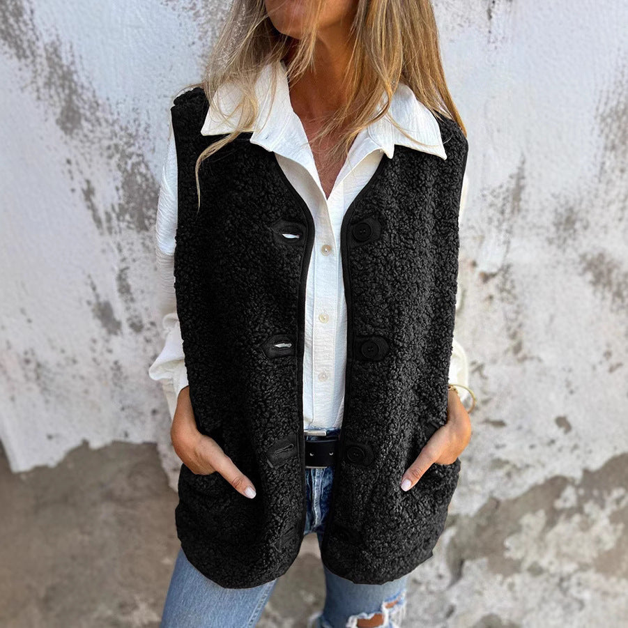 Marjorie button-front short warm vest