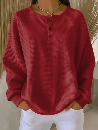 Teresa cozy waffle henley sweatshirt