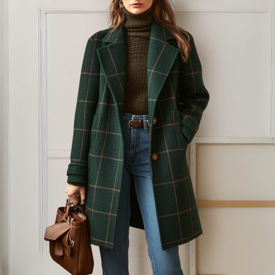 Margot long tweed plaid coat