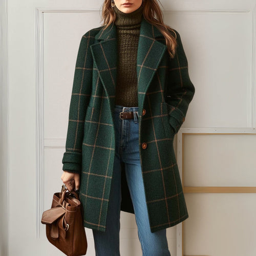Margot long tweed plaid coat