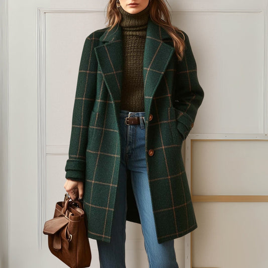 Margot long tweed plaid coat