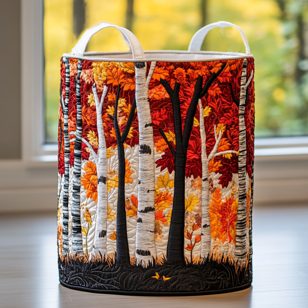 Forest quilted laundry basket
