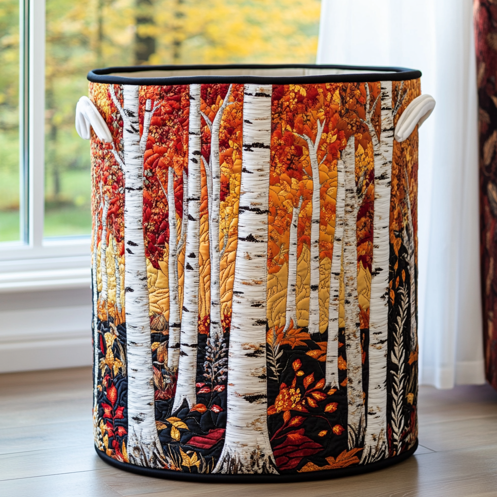 Forest quilted laundry basket