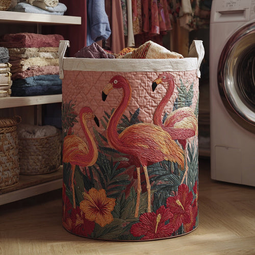 Flamingo Paradise quilted laundry basket