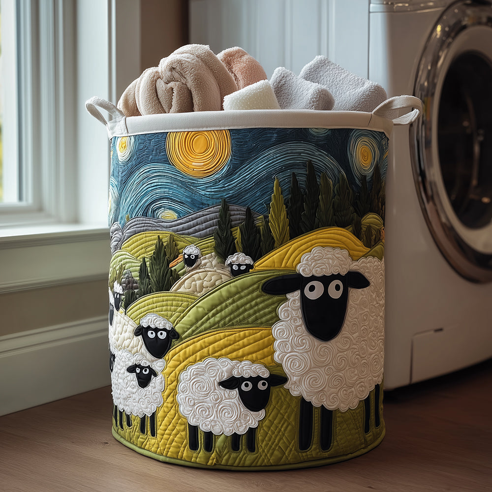 Lamb Meadow quilted laundry basket