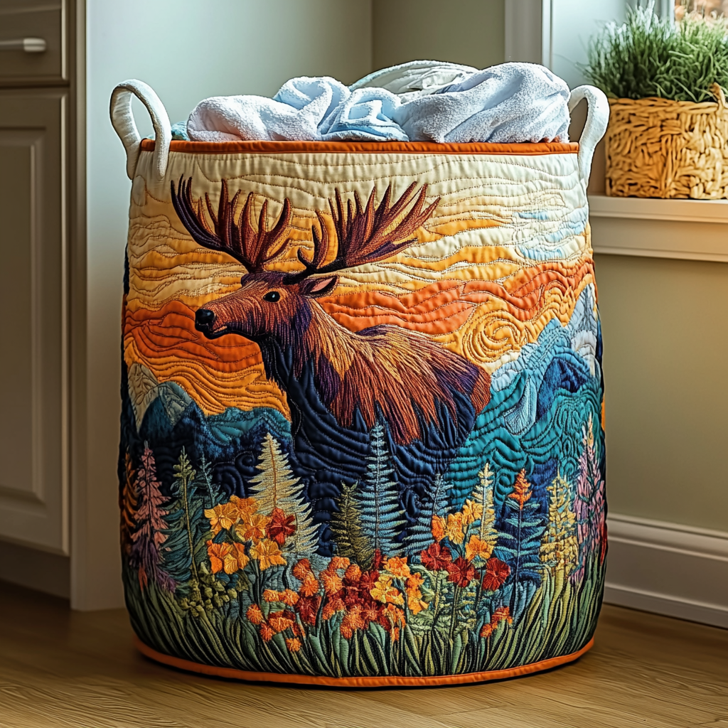Forest quilted laundry basket