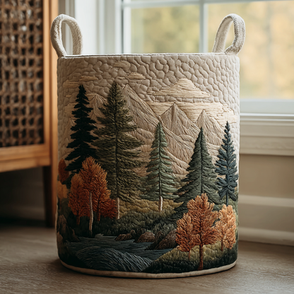 Forest quilted laundry basket