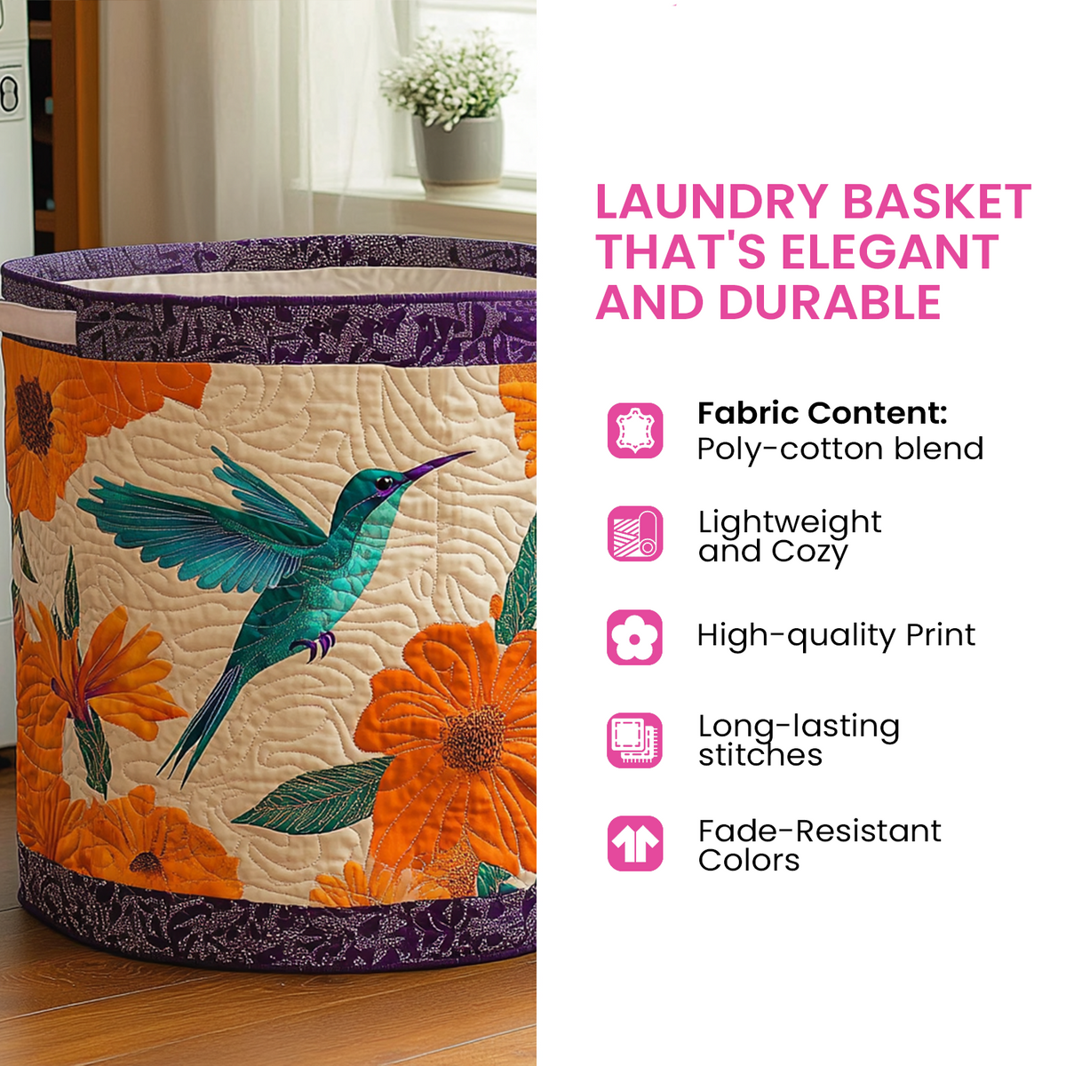 Forest quilted laundry basket