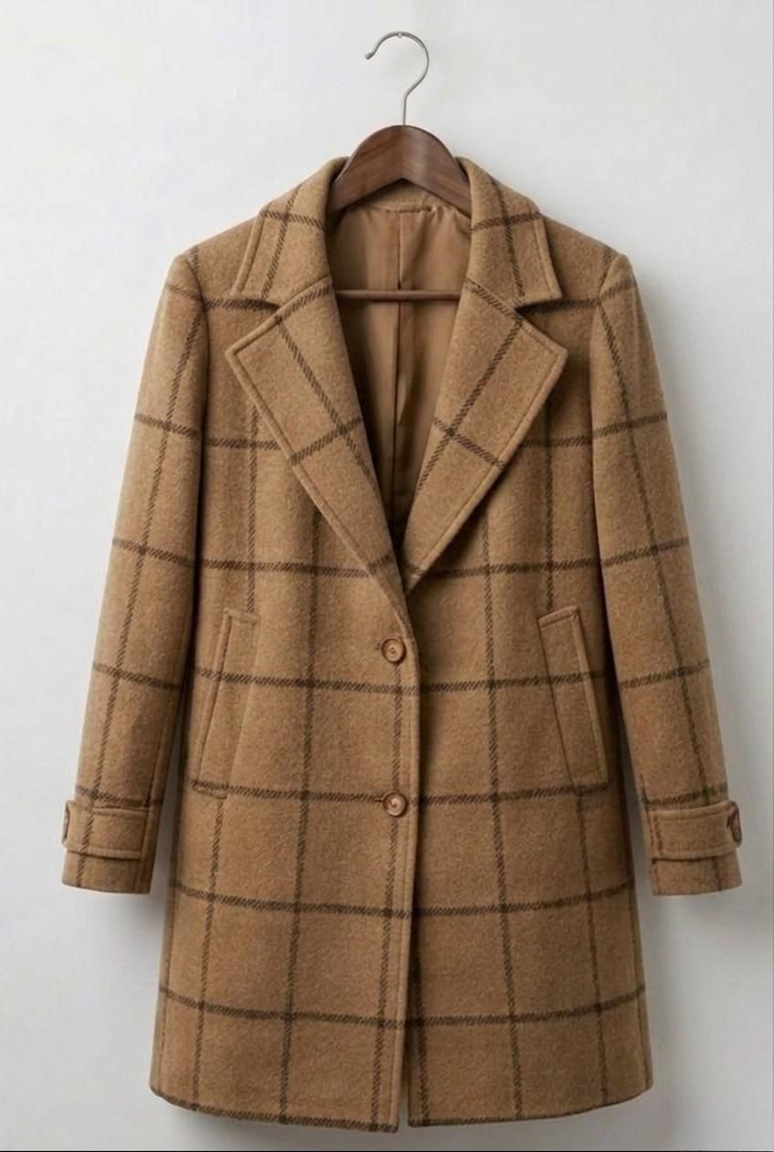 Margot long tweed plaid coat