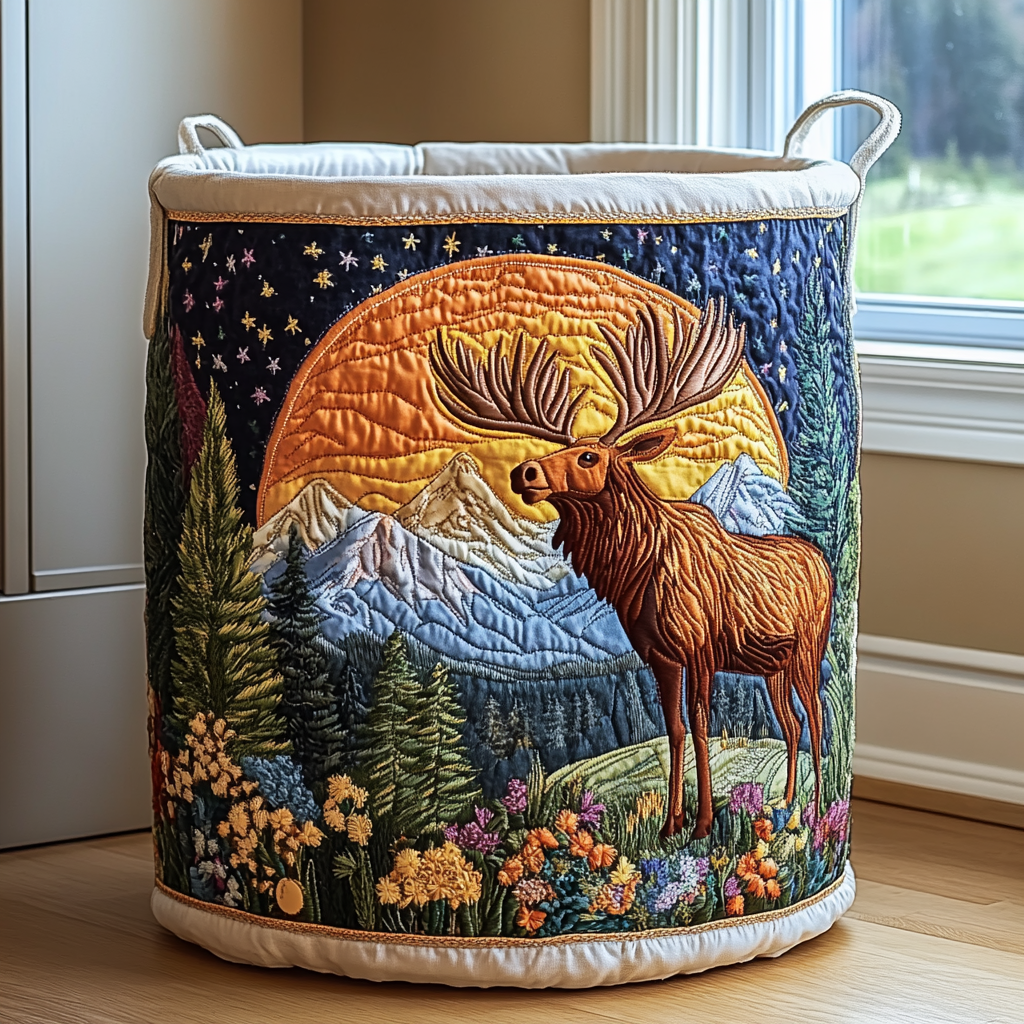 Forest quilted laundry basket