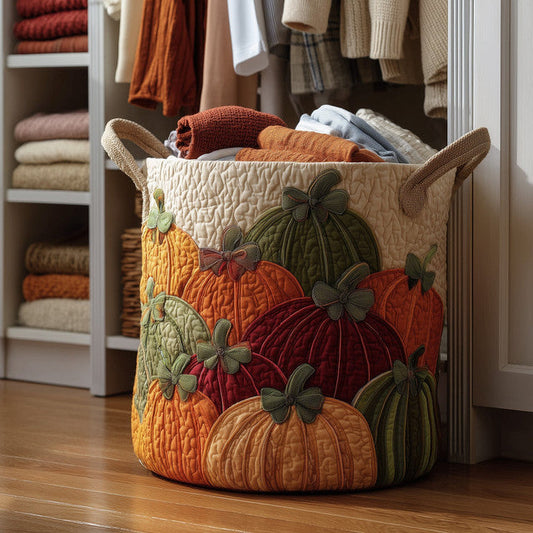 Autumn Pumpkin quilted laundry basket