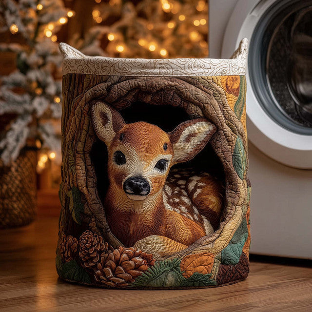 Deerwood Hideaway quilted laundry basket