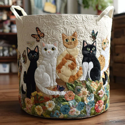Garden Whisker Gathering quilted laundry basket