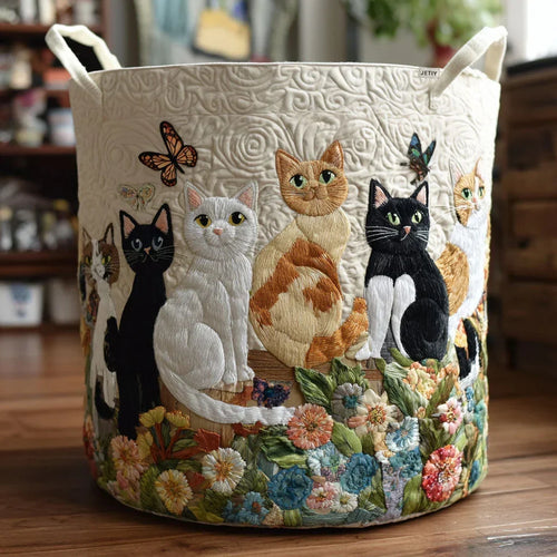 Garden Whisker Gathering quilted laundry basket