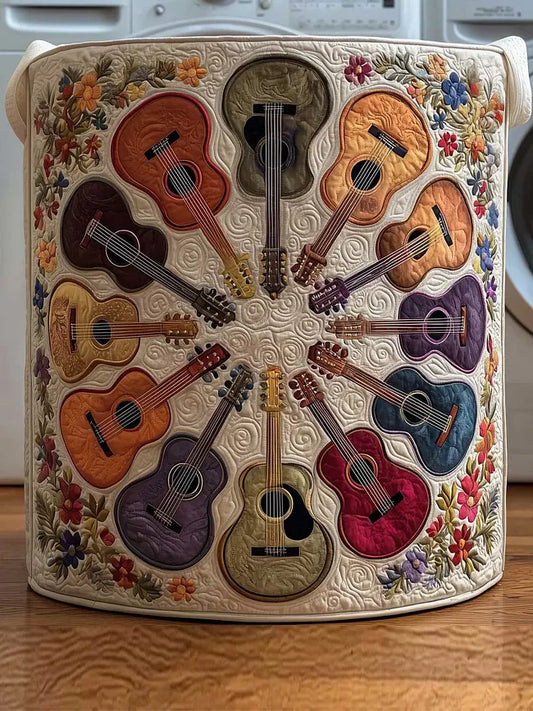 Guitar Circle quilted laundry basket