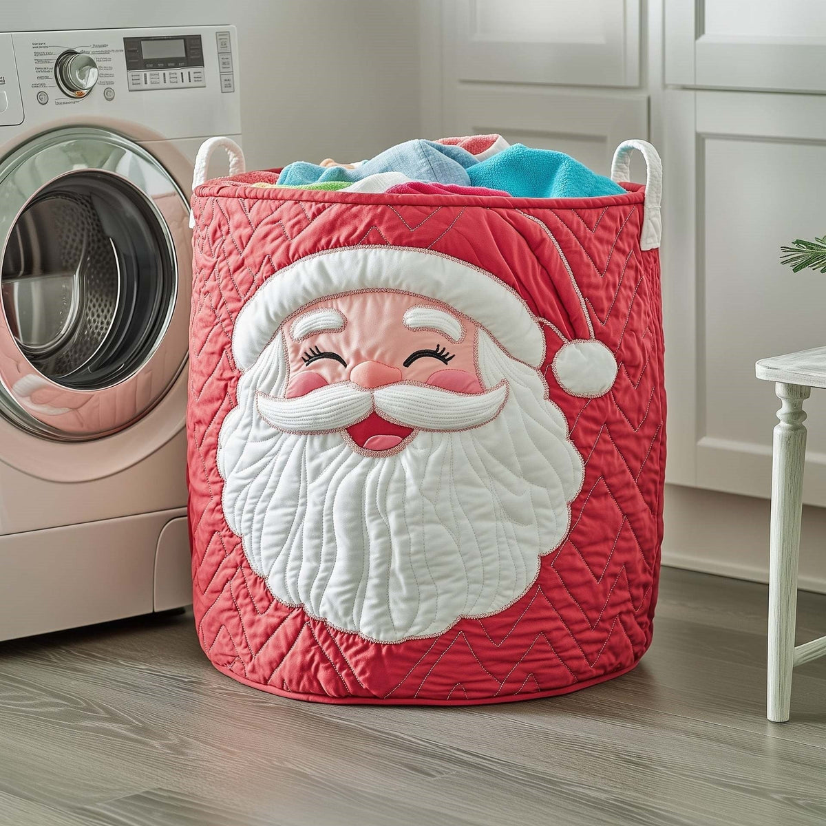 Jolly Santa Smile quilted laundry basket