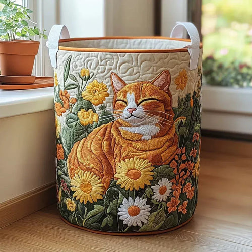 Ginger Cat Meadow quilted laundry basket