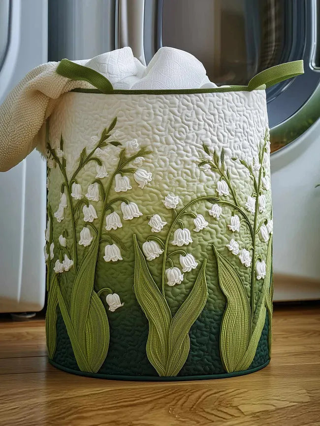 Lily of the Valley quilted laundry basket