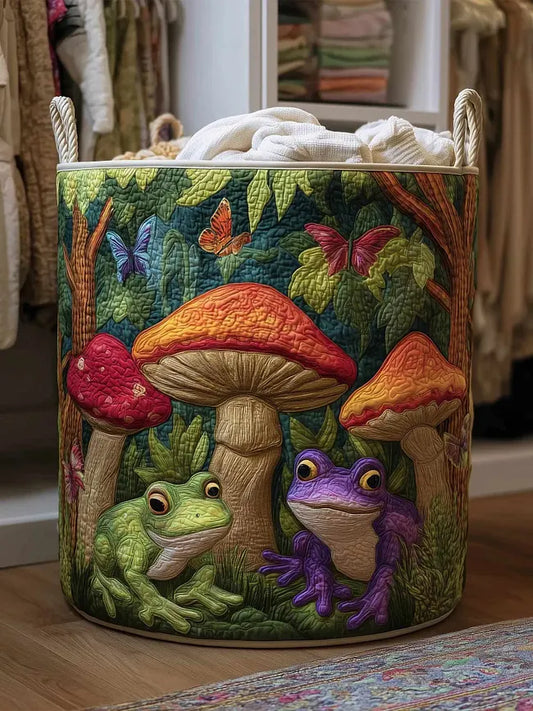 Mushroom Garden quilted laundry basket