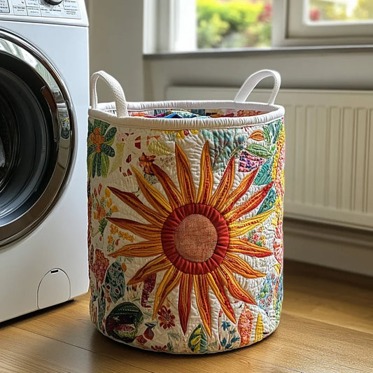 Patchwork Sunburst quilted laundry basket