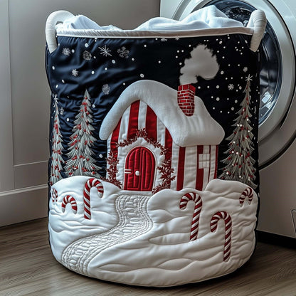 Peppermint Lane quilted laundry basket