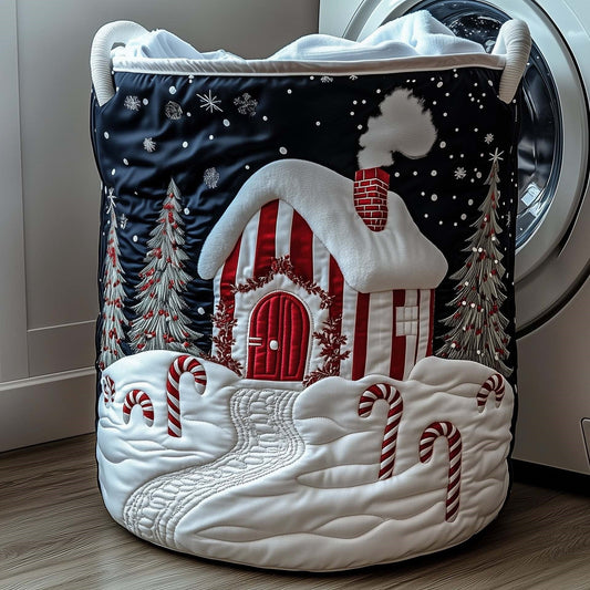 Peppermint Lane quilted laundry basket