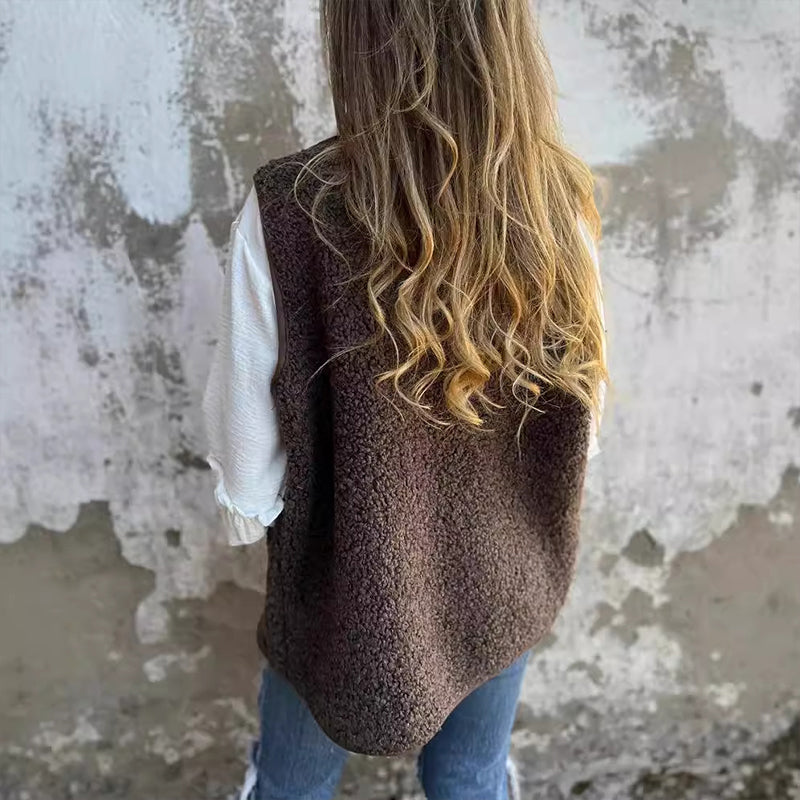 Marjorie button-front short warm vest