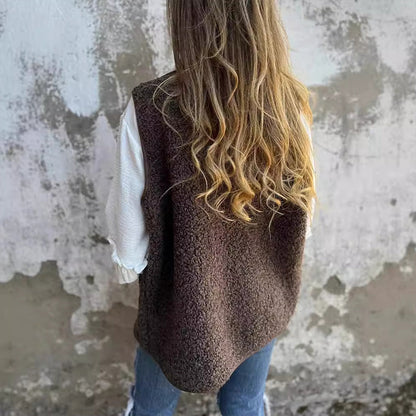 Marjorie button-front short warm vest