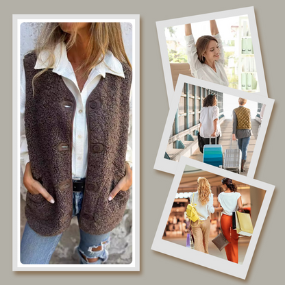 Marjorie button-front short warm vest