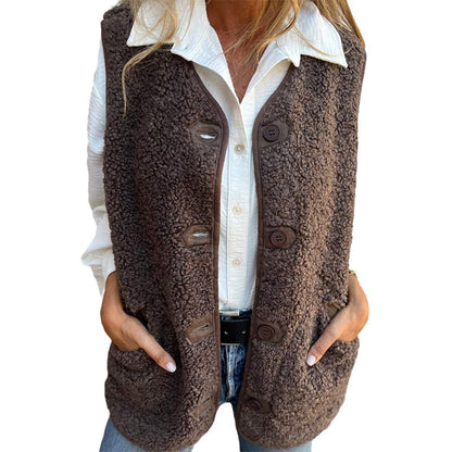 Marjorie button-front short warm vest