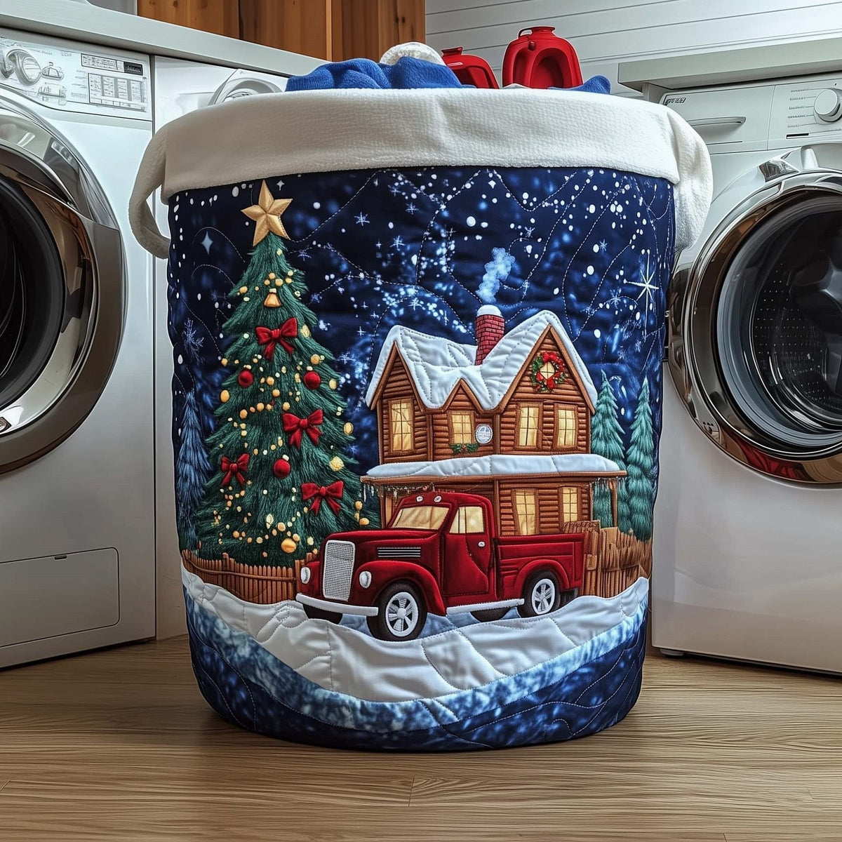 Starlit Christmas Homecoming quilted laundry basket